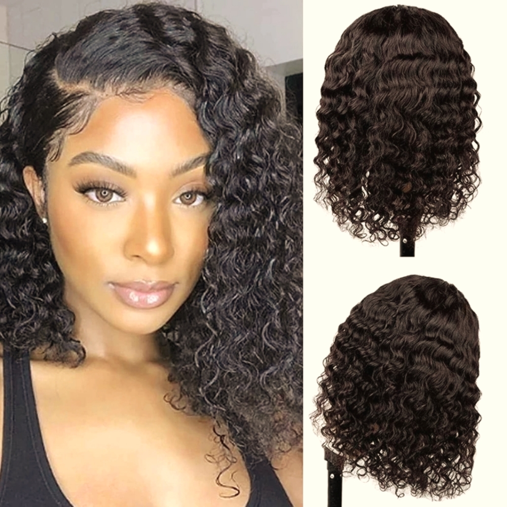 New 13×4 Lace Virgin Human Hair Deep Wave Bob Wig 10"
